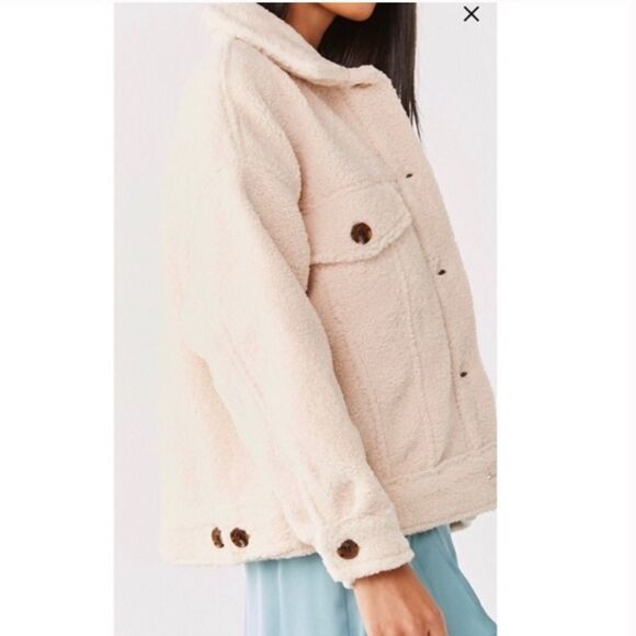 Forever 21 Wm’s Sz Med Faux Shearling Button Up Bomber Jacket - Picture 3 of 7
